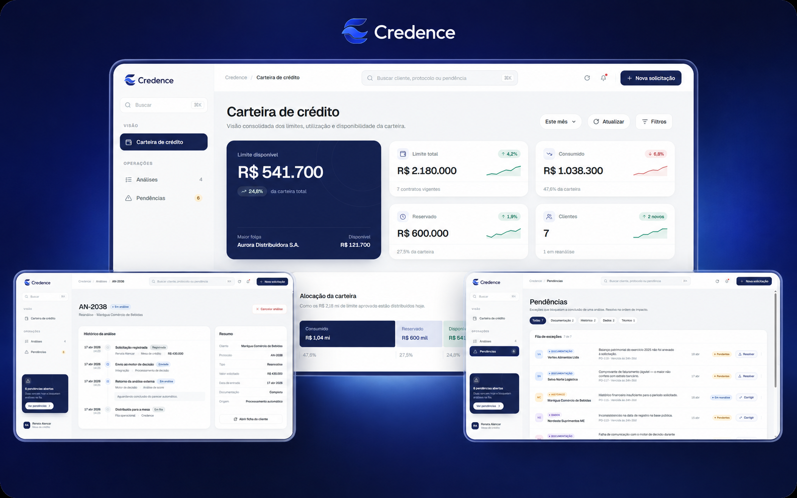 Telas do projeto Credence